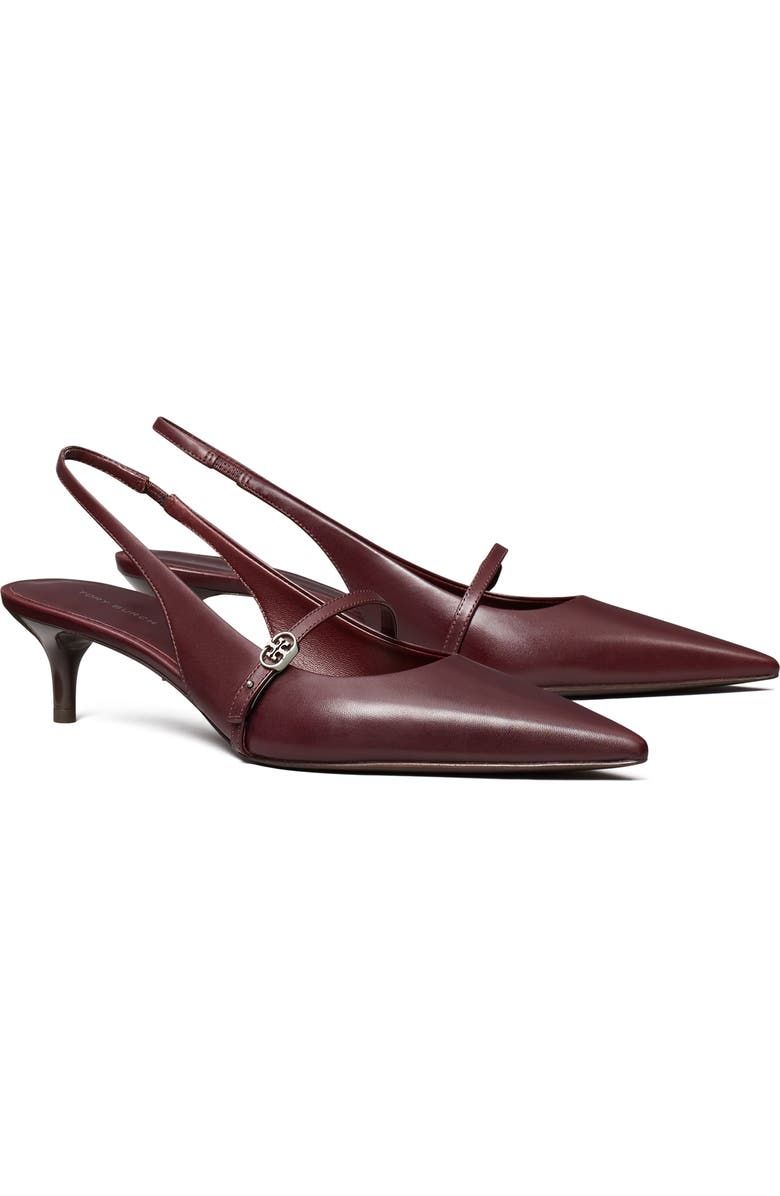 Double T Buckle Slingback Mary Jane Kitten Heel Pump