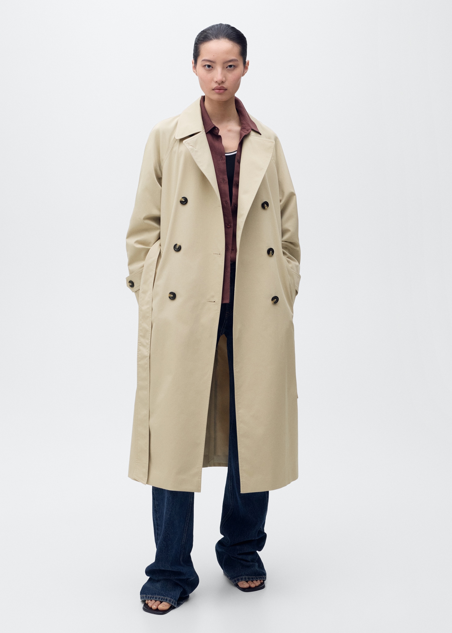 Long Double-Breasted Trench Coat - Women | Mango Usa
