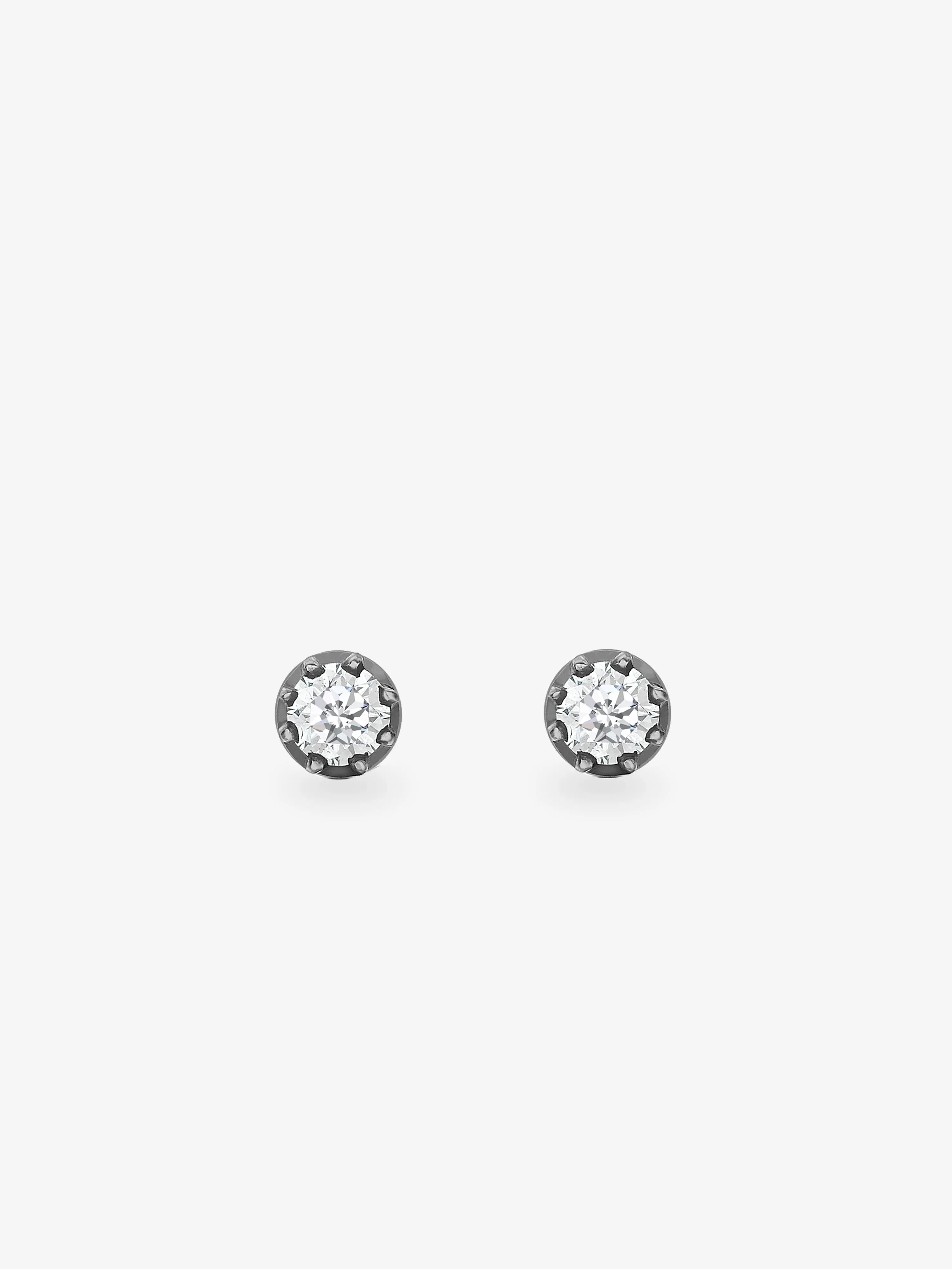 0.20ct Diamond &amp;amp; Blackened Gold Stud Earrings