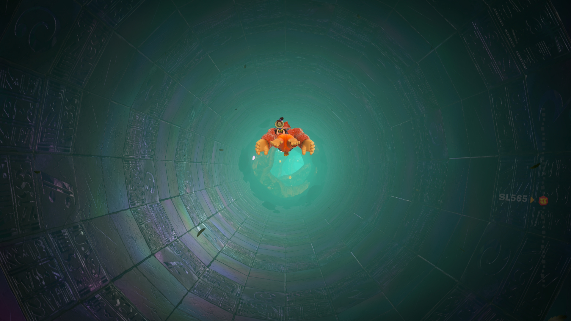 Donkey Kong and Pauline diving to the next layer in Donkey Kong Bananza