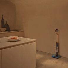 Dyson Clean + Wash Hygiene wet floor cleaner in a kitchen
