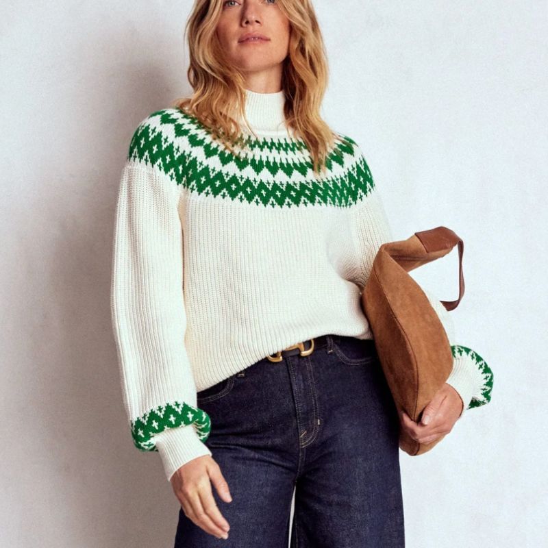 Boden , Bianca Cotton High Neck Jumper