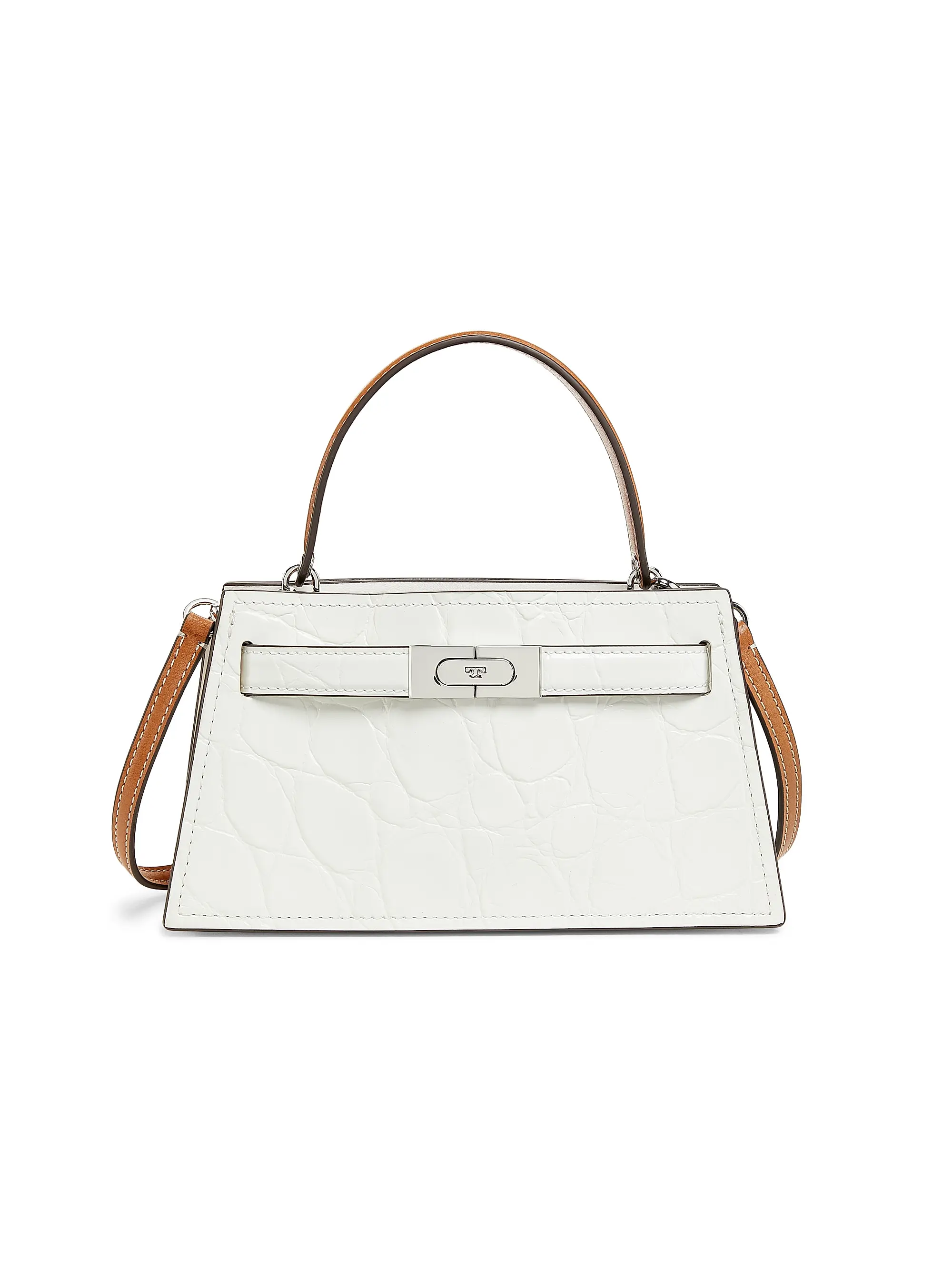 Tory Burch, Lee Radziwill Croc-Embossed Leather Top Handle Bag
