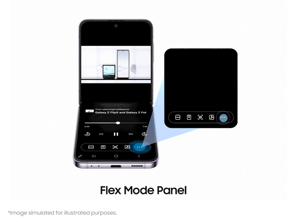 One UI 5.1 flex mode panel