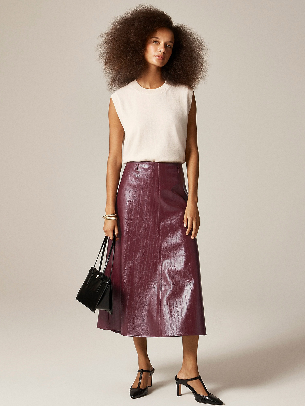 Collection A-Line Skirt in Faux Eel-Skin Leather