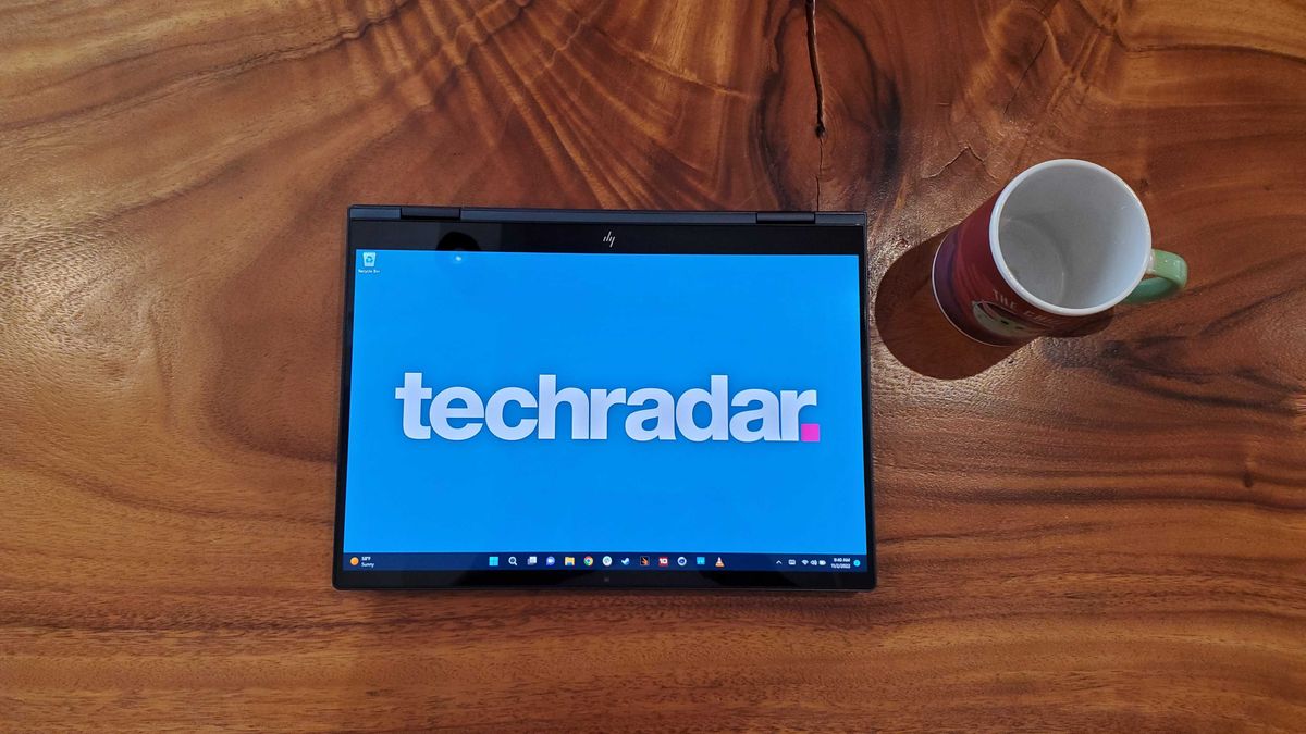 laptop folded in half with desktop side up