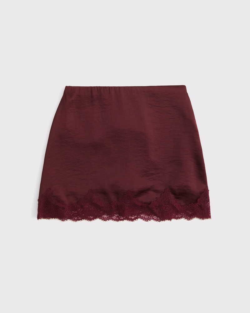 Ultra High Rise Lace &amp; Satin Mini Skort