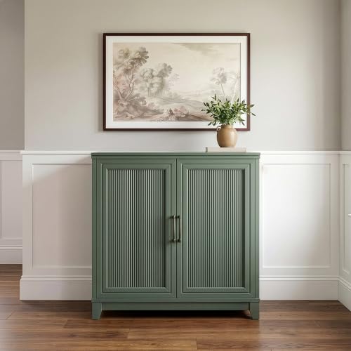 Martha Stewart Bedford Modular Fluted Storage Cabinet, Fern Green