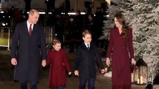 Prince William, Prince of Wales, Princess Charlotte of Wales and Prince George of Wales and Catherine, Princess of Wales attend the 'Together at Christmas' Carol Service at Westminster Abbey on December 15, 2022