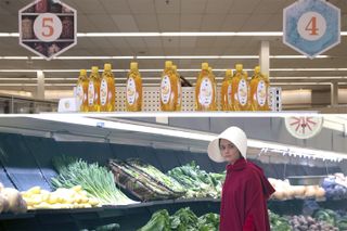 A handmaid in the supermarket