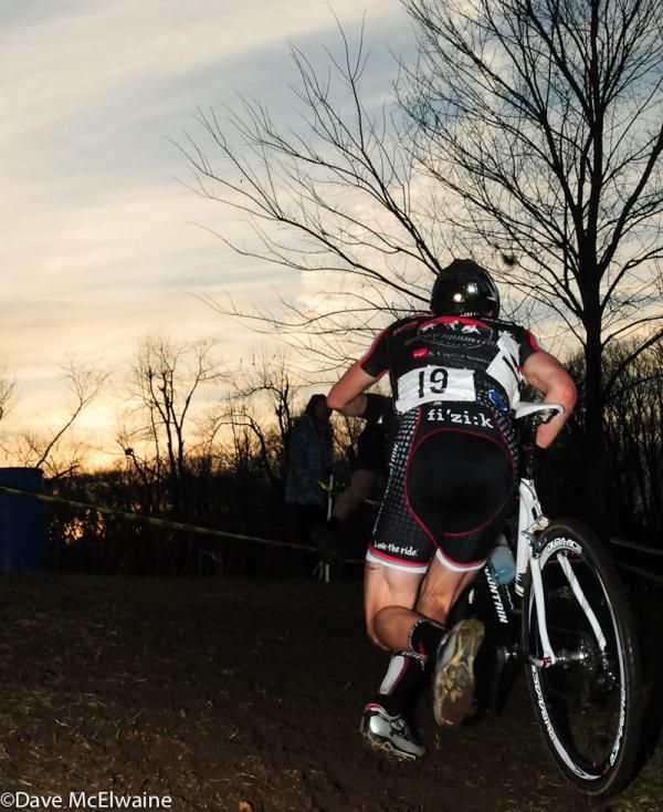 Raphael Gagne&rsquo;s (Rocky Mountain) getting ready to re-mount his machine as daylight waned