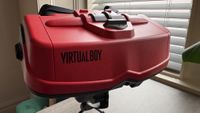 A red VR headset