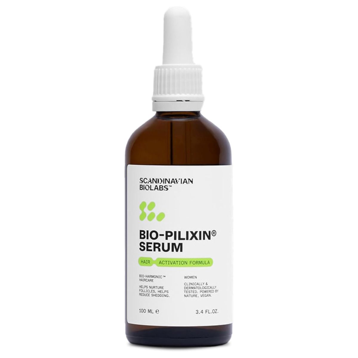 Scandinavian Biolabs Bio-Pilixin&amp;reg; Serum for Women | Helps Reduce Hair Loss Due to Breakage, Activates Hair Growth, Stem Cell Technology, Drug-Free, Clinically Tested, 100 Ml / 3.4 Oz (1-Month)