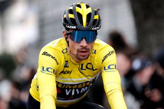 AUBAGNE FRANCE MARCH 11 Primoz Roglic of Slovenia and Team Jumbo Visma Yellow Leader Jersey crosses the finish line during the 80th Paris Nice 2022 Stage 6 a 2136km stage from Courthzon to Aubagne ParisNice WorldTour on March 11 2022 in Aubagne France Photo by Bas CzerwinskiGetty Images