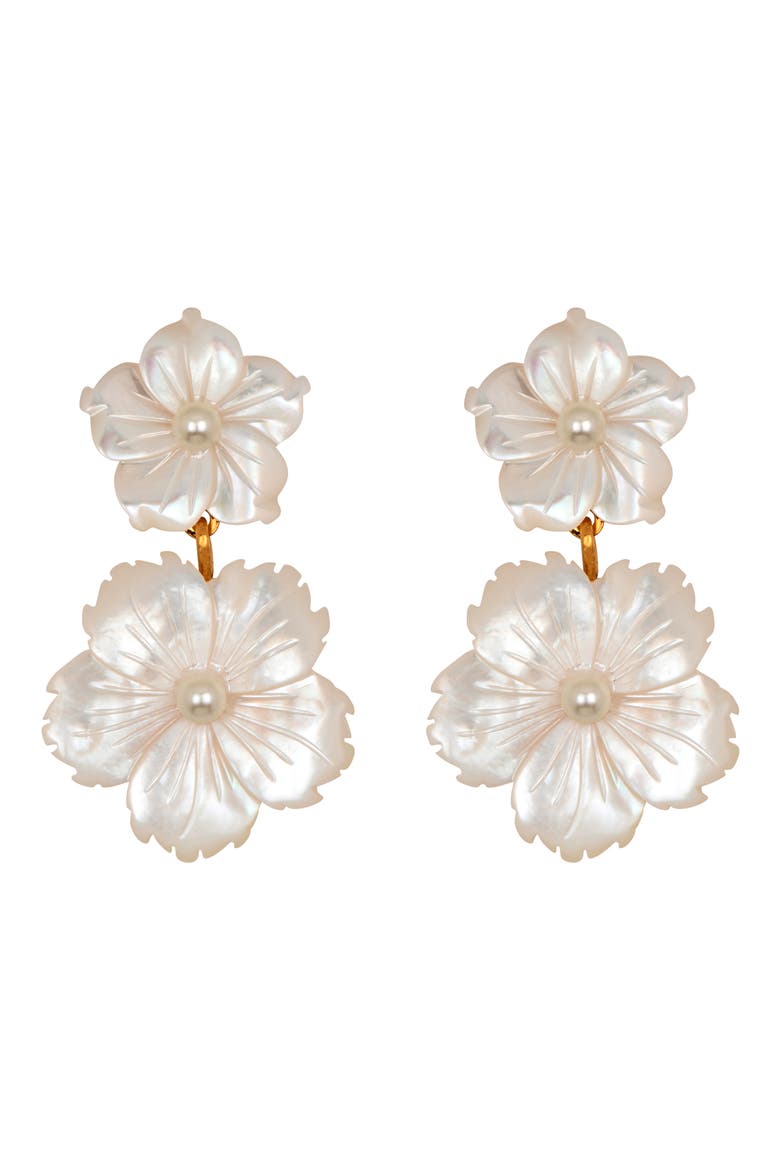 Tibby Floral Mother of Pearl Drop Earrings