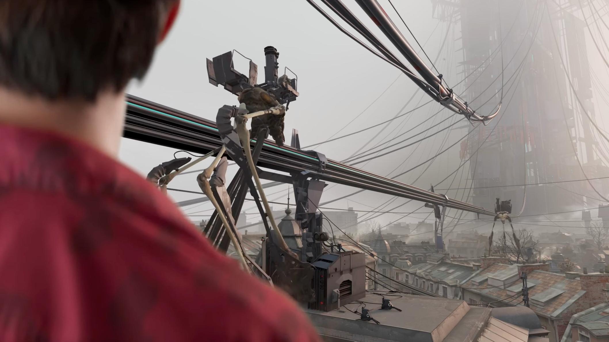 Back of person watching Half-Life: Alyx gameplay