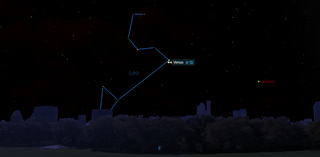A diagram showing the location of Venus and Regulus early on Oct. 2, 2020, as seen from New York City.
