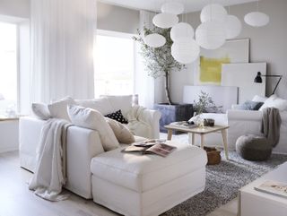 white scheme in living room by ikea