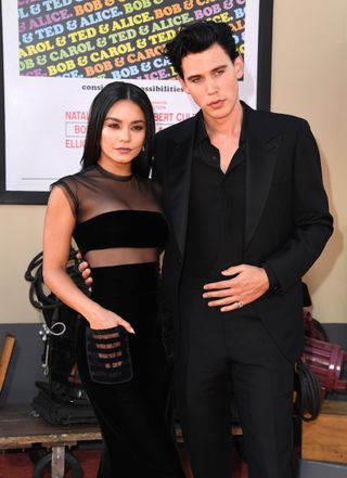 anessa Hudgens and Austin Butler arrives at the Sony Pictures' "Once Upon A Time...In Hollywood" Los Angeles Premiere on July 22, 2019 in Hollywood, California.