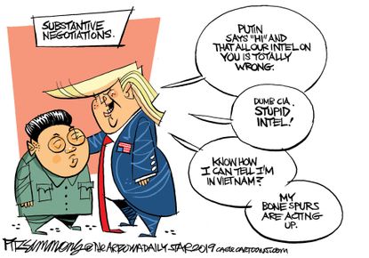 Political Cartoon U.S. Trump Kim Jong-Un Summit substantive negotiations