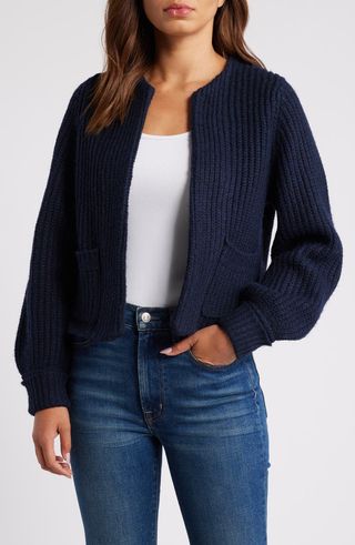 Marled Blouson Sleeve Cardigan