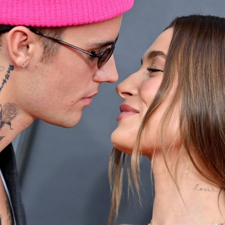 Justin and Hailey Bieber kissing