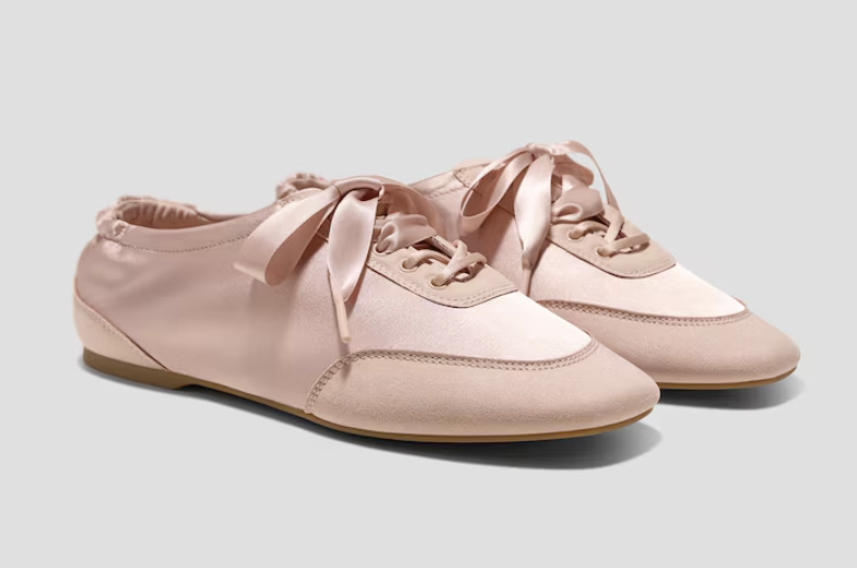 Vivaia, Square-Toe Lace-Up Satin Sneakerina (Cristina)