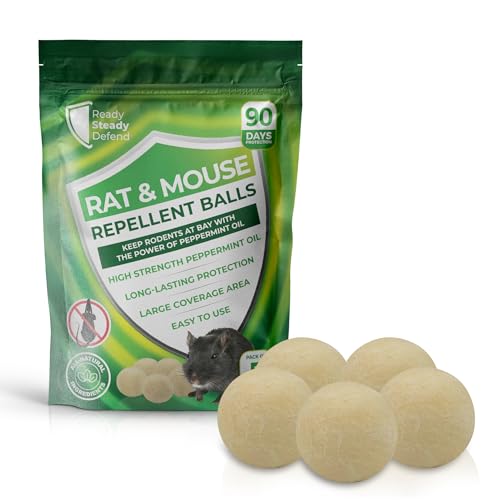 Rat & Mouse Repellent Balls - 5 Pack | Peppermint Oil Mice Repellent | Effective Rat Repellent Indoor Rodent Control | Easy to Use Mouse Deterrent | Powerful Pest Control Solution for Home