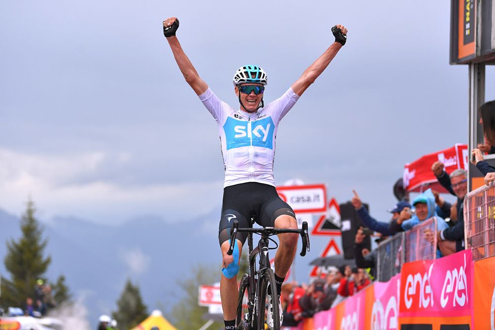 Chris Froome (Team Sky) wins on Monte Zoncolan, stage 14 at the Giro d'Italia