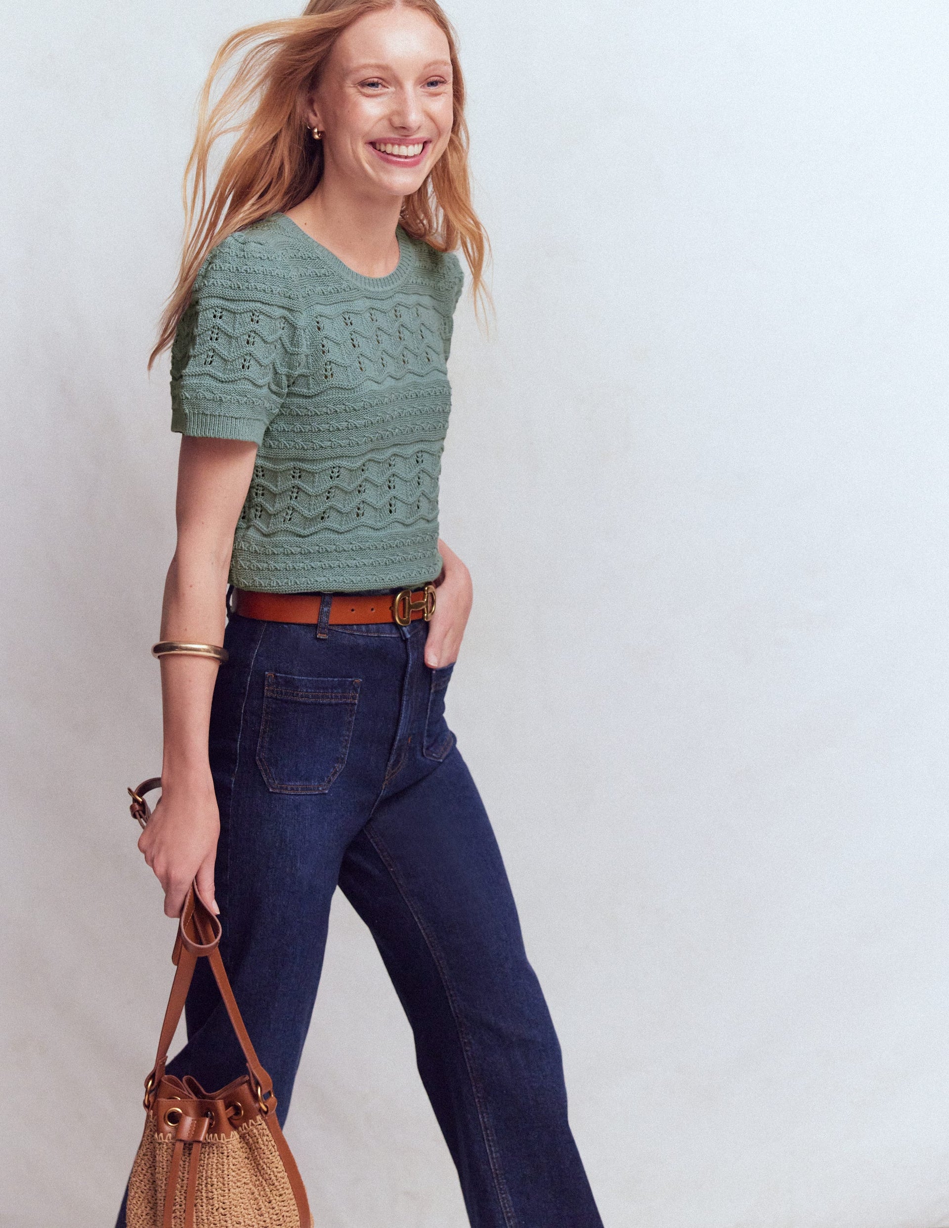 Monica Knitted T-Shirt-Blue