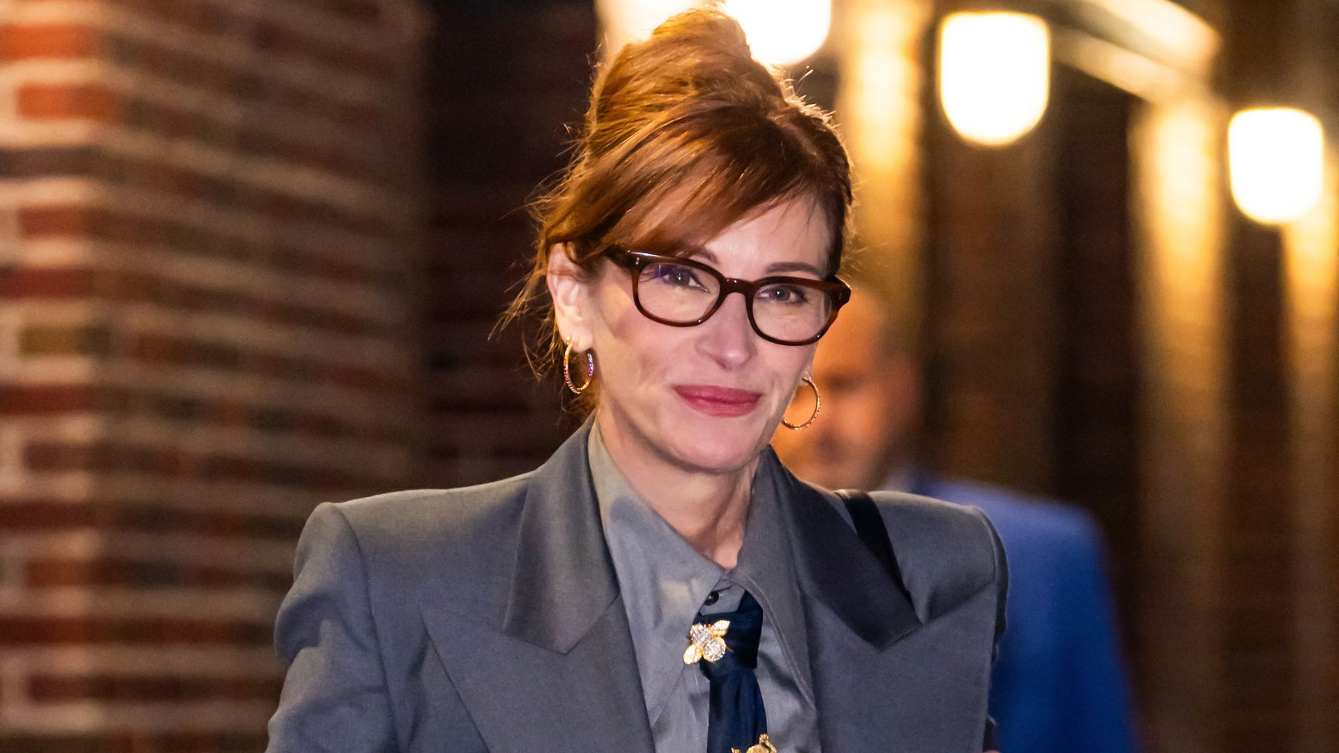 Actress Julia Roberts is seen leaving &quot;The Late Show With Stephen Colbert&quot; at Ed Sullivan Theater on October 01, 2025 in New York City