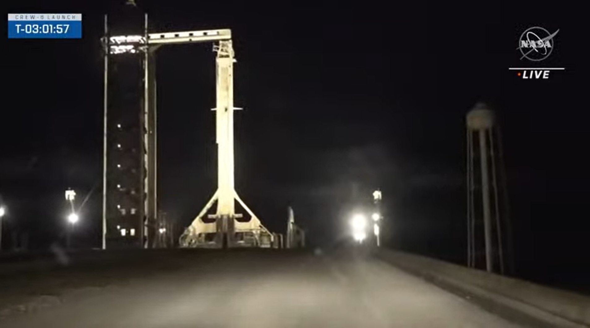 SpaceX's Falcon 9 rocket for the Crew-6 mission on the launch pad