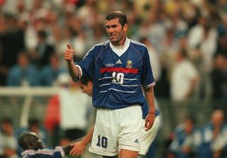 Zinedine Zidane in the World Cup final against Brazil