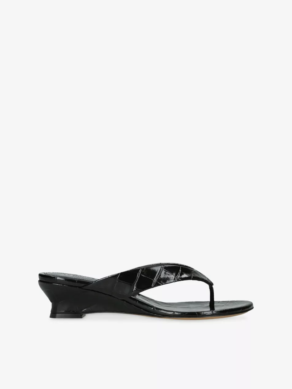 Micro Wedge Leather Wedge Sandals - Eur 36 / 3 Uk Women