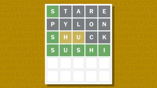 Wordle answer for game 893 on a yellow background