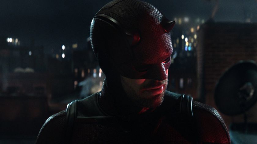 Daredevil standing a rooftop at night in Daredevil: Born Again