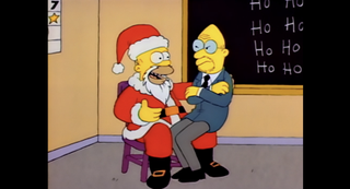 Homer in Santa training in The Simpsons