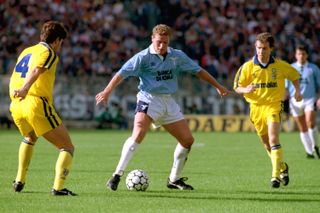 Paul Gascoigne in action for Lazio against Parma, October 1992