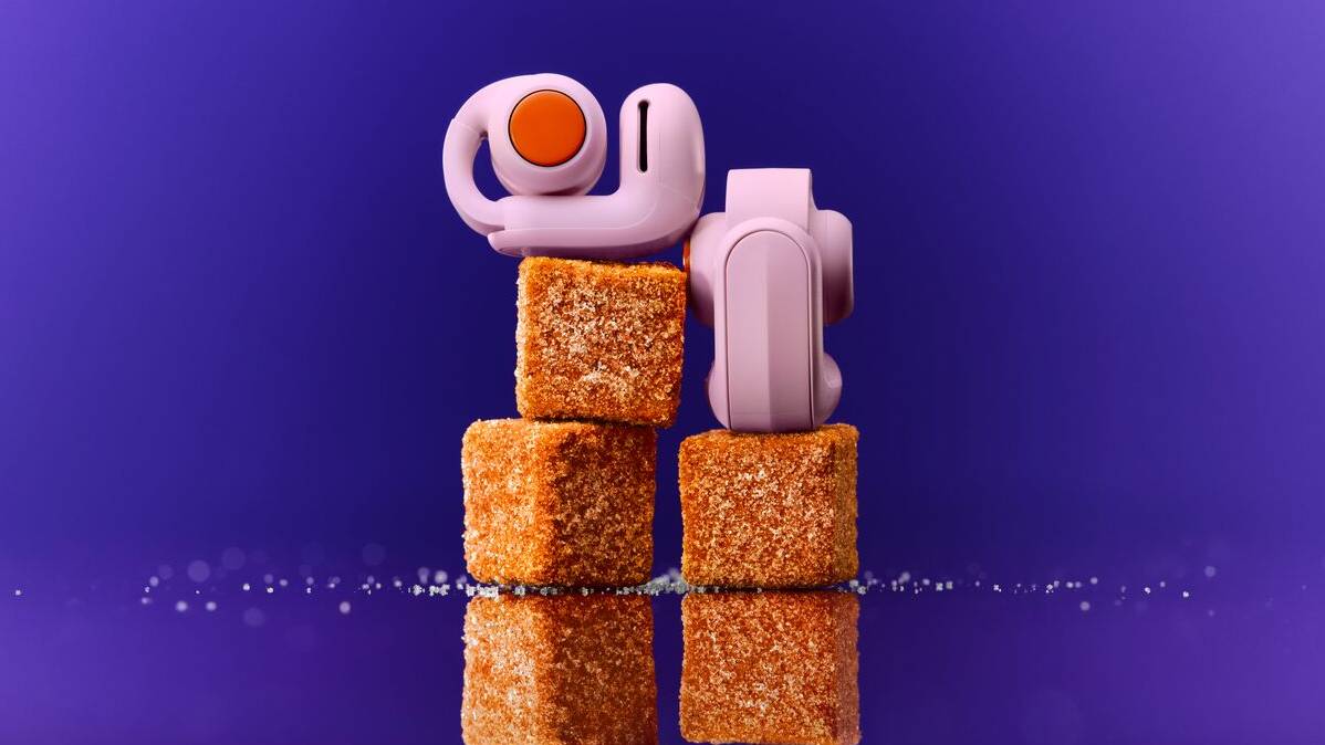 The Bose Ultra Open Earbuds (2nd Gen) on some orange blocks.