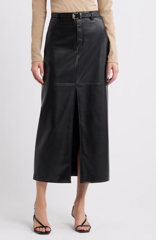 Faux Leather Midi Skirt