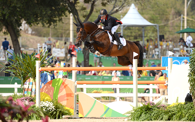 Nick Skelton GBR riding Big Star winner of the Gold medal as Individual Champion in the Show Jumping Competition at the Olympic Equestrian Centre in Deodoro near Rio, Brazil on 19th August 2016