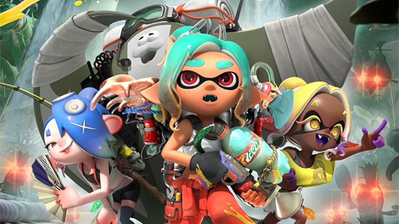 Key art of the characters from Splatoon Raiders posing, cropped for a header image
