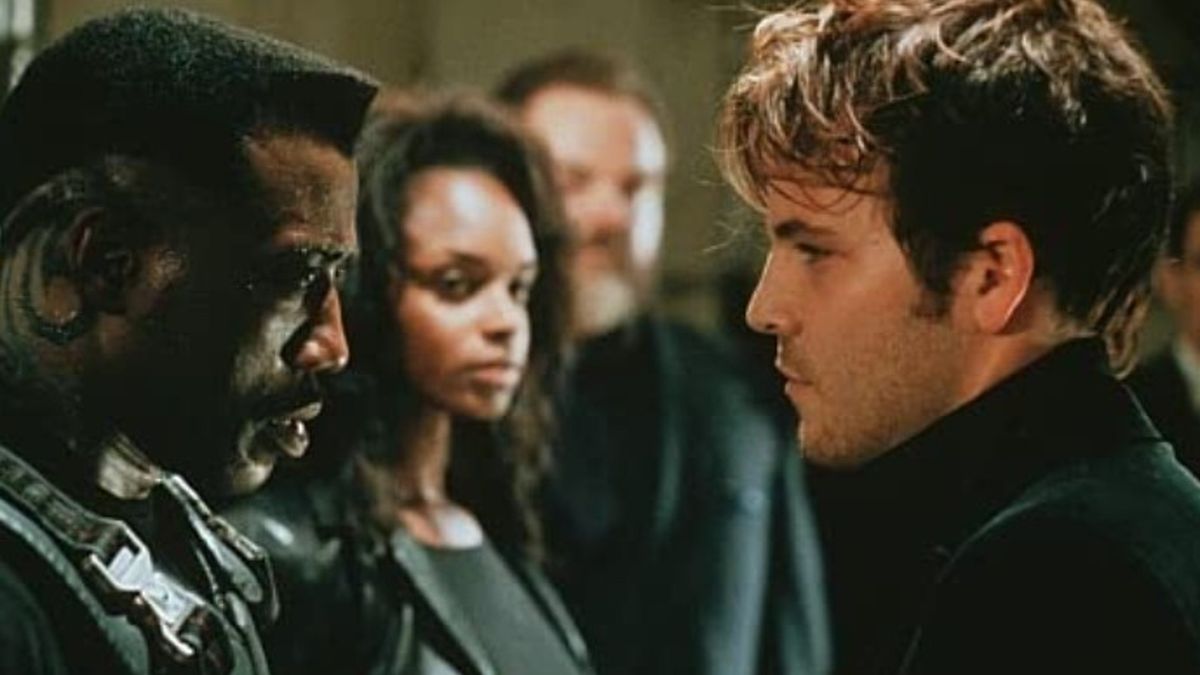 Wesley Snipes as Blade and Stephen Dorff as Deacon Frost in Blade (1998)