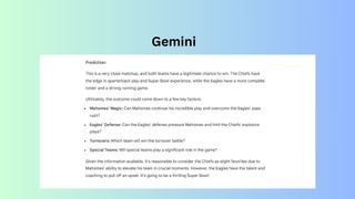 Gemini Super Bowl prediction