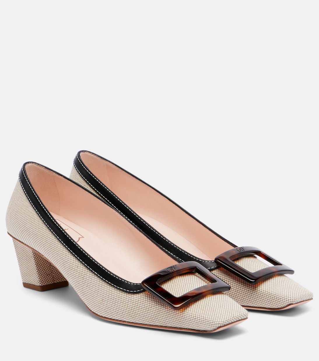 Belle Vivier 45 Canvas Pumps in Beige - Roger Vivier