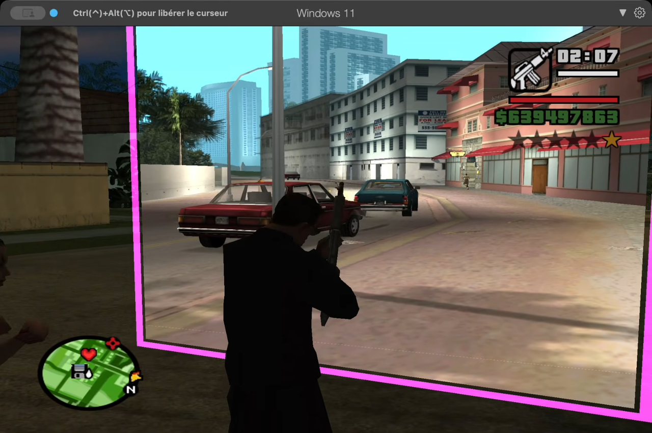 Shooting at GTA Vice City from inside GTA San Andreas