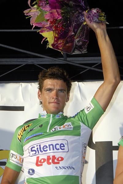 Greg Van Avermaet (Silence-Lotto) in the points jersey.