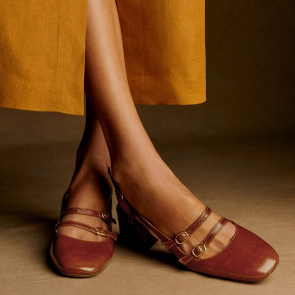 Sézane brown Mary Jane shoes with a low block heel