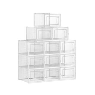 Stackable clear plastic shoe boxes