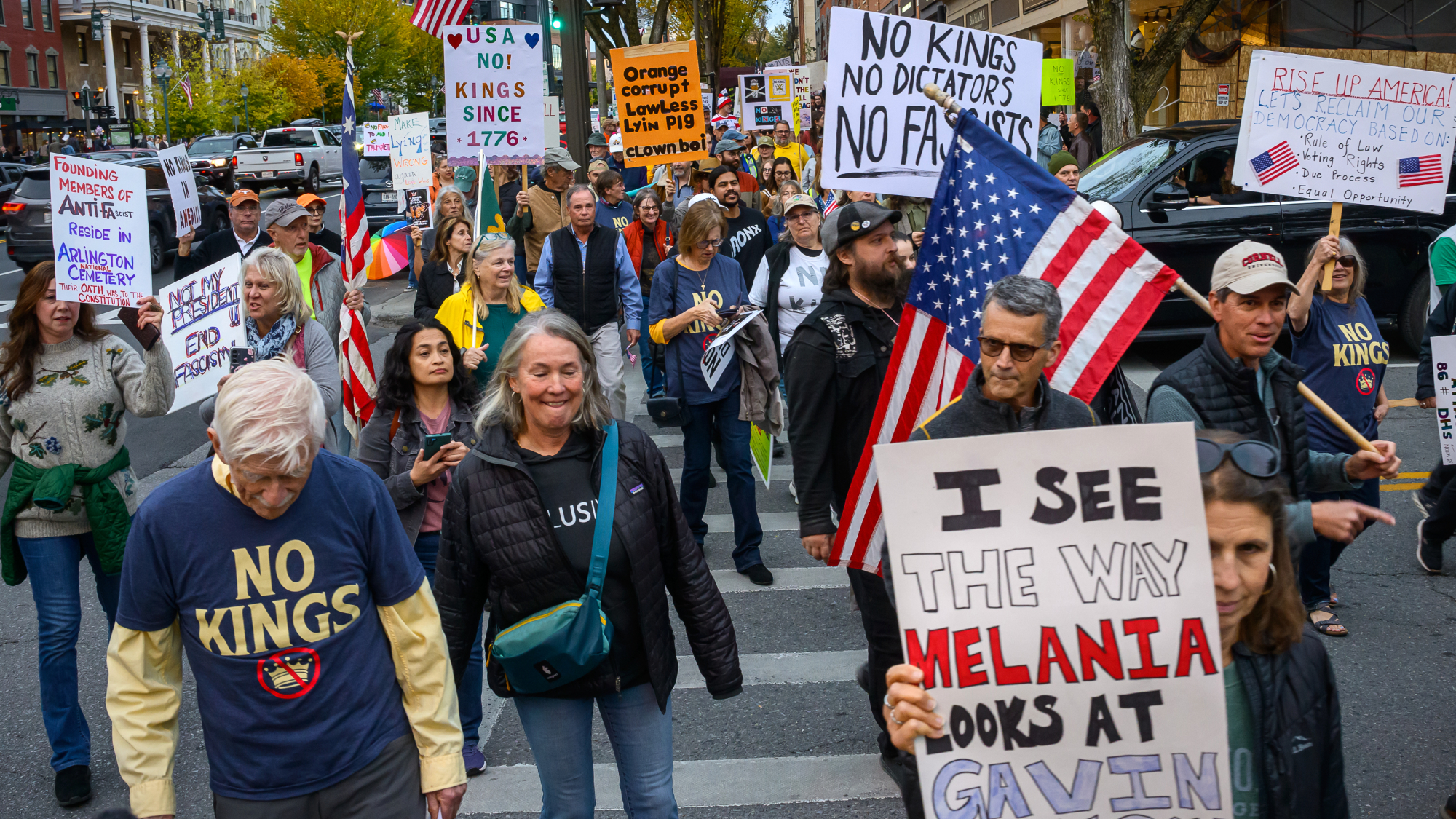 "No Kings" protest in Saratoga, New York